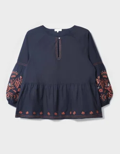 East Cerza Embroidered Top Grey