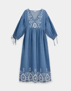 East Coralie Denim Broderie Detailed Dress Blue
