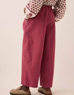 East Della Wide Leg Cotton Twill Trousers Pink