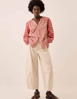 East Devyn Hand Block Print Cotton Top Pink