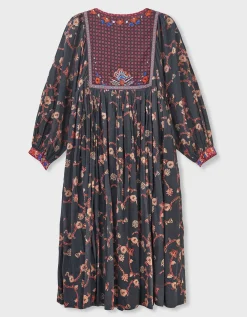 East Elenie Embroidered Midi Dress Black