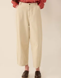 East Elodie Cotton Twill Barrel Leg Trousers White