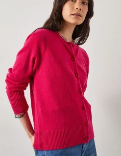 East Ember Cashmere Crew Neck Cardigan Pink