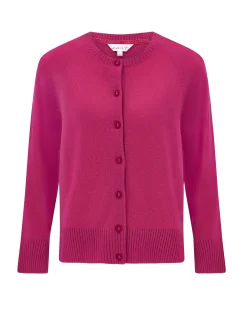 East Ember Cashmere Crew Neck Cardigan Pink