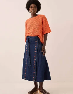 East Flora Pointelle Knit Tee Orange