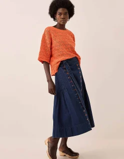 East Flora Pointelle Knit Tee Orange