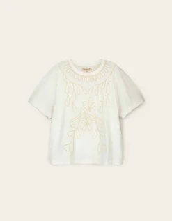 East Florence Floral Embroidered T-shirt Ivory