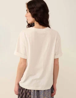 East Florence Floral Embroidered T-shirt Ivory