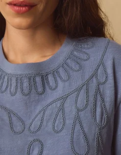 East Florence Floral Embroidered T-shirt Blue