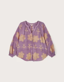 East Hendrix Batik Floral Top Purple