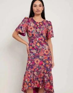 East Ishi Floral Embellished Midi Dress Multi