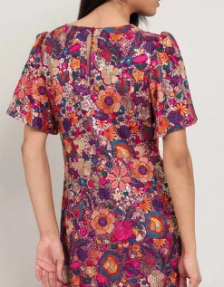 East Ishi Floral Embellished Midi Dress Multi