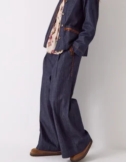 East Jayla Embroidered Denim Trousers Blue