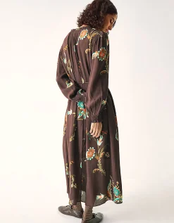 East Jeanie Botanical Print Maxi Dress Grey