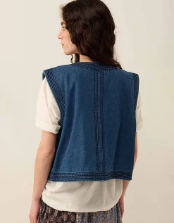 East Juna Denim Gilet Blue