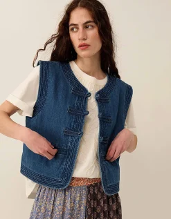 East Juna Denim Gilet Blue