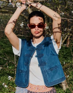 East Juna Denim Gilet Blue