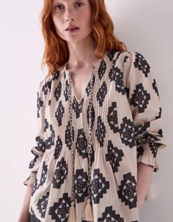 East Kaira Monochrome Cotton Top Black