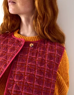 East Karina Quilted Corduroy Gilet Orange