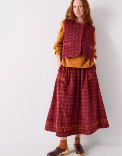 East Karina Quilted Corduroy Gilet Orange