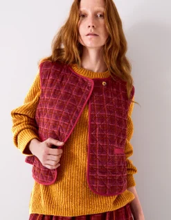 East Karina Quilted Corduroy Gilet Orange