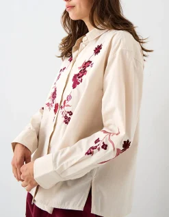 East Liya Embroidered Shirt Camel
