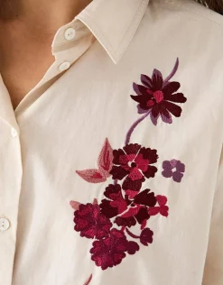 East Liya Embroidered Shirt Camel