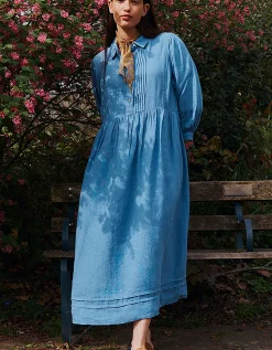 East Liza Linen Shirt Dress Blue