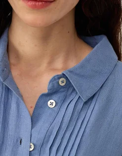 East Liza Linen Shirt Dress Blue