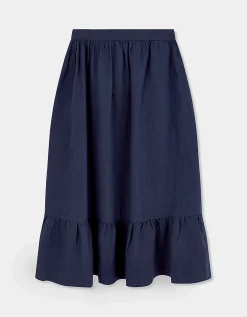 East Liza Midi Linen Skirt Blue