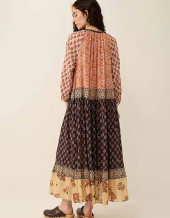 East Loran Patch Print Crinkle Cotton Dress Multi