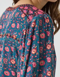 East Lyza Floral Top Teal
