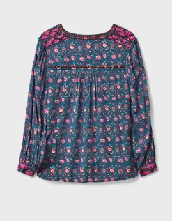 East Lyza Floral Top Teal