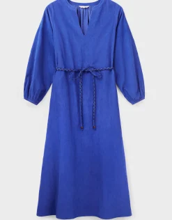 East Mahi Tie Corduroy Midi Dress Blue