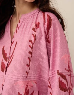 East Maisie Hand-Painted Botanical Print Top Purple