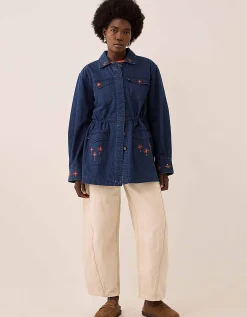 East Marion Indigo Denim Embroidered Jacket Blue