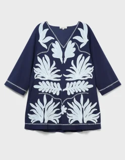 East Mella Hand-Appliqué Tunic Blue