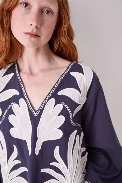 East Mella Hand-Appliqué Tunic Blue