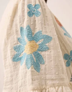 East Odeline Embroidered Dress Ivory