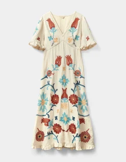 East Odeline Embroidered Dress Ivory