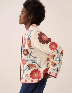 East Odeline Floral Embroidered Cotton Jacket Ivory