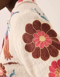 East Odeline Floral Embroidered Cotton Jacket Ivory