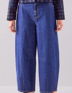 East Ozla Denim Barrel Trousers Blue