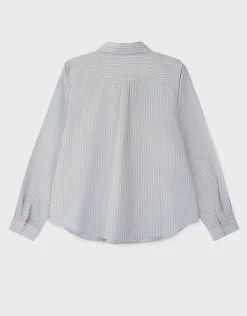 East Piper Striped Cotton Shirt Blue