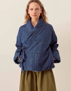 East Reyna Denim Padded Jacket Blue