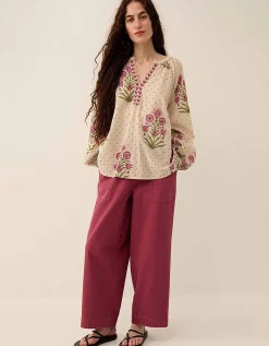 East Roza Woodblock Cotton Top Multi