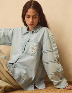 East Selma Embroidered Denim Jacket Blue