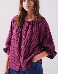 East Sereni Striped Cotton Shirt Red