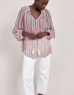 East Shania Sheer Stripe Blouse Multi