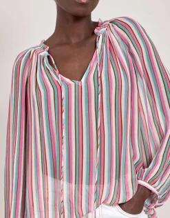 East Shania Sheer Stripe Blouse Multi